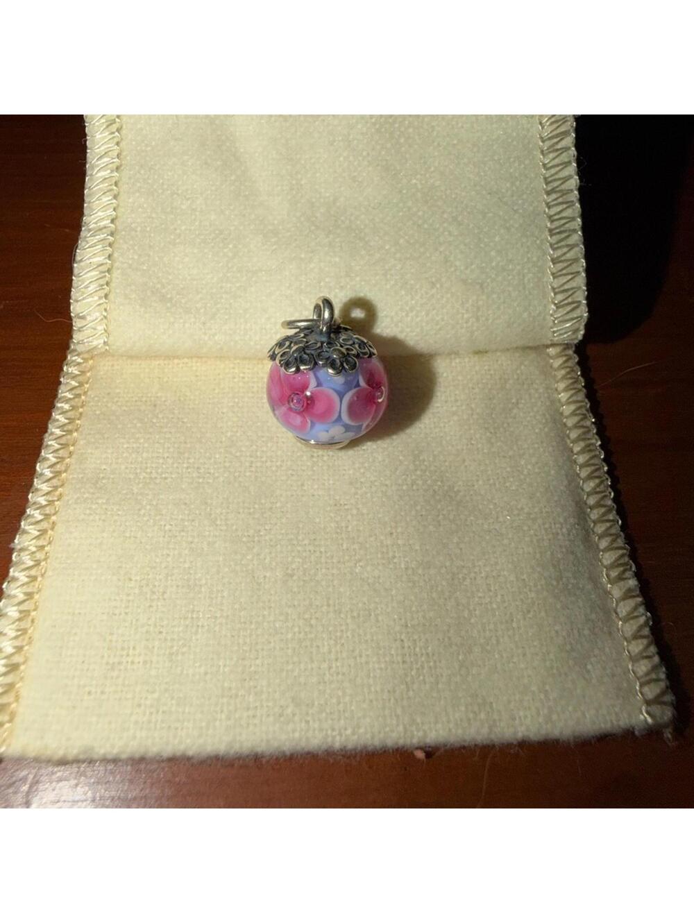 RARE Retired James Avery Sterling Silver Spring Blossom Art Glass Finial Charm